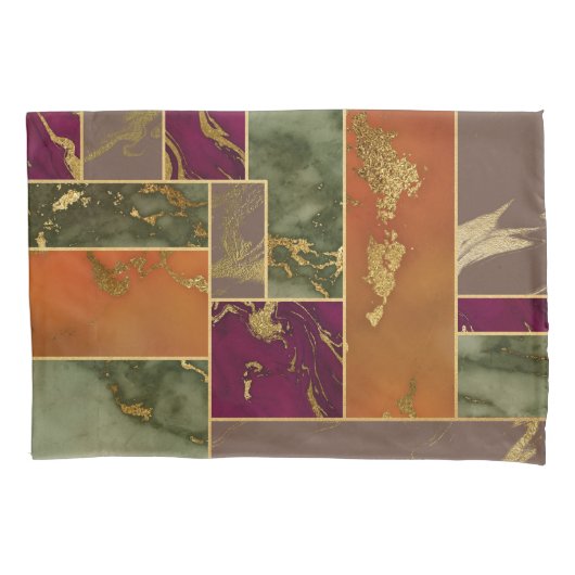 Housse D'oreillers Luxe d'automne | Joyau d'or géométrique Marbre de  (devant)