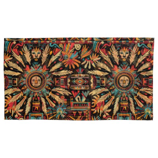 Housse D'oreillers Luxueux Turquoise "Aztec Dream" King Pillowcase (devant)