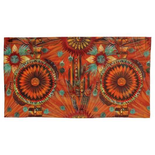 Housse D'oreillers Luxueux Turquoise "Echos complexes" King (devant)