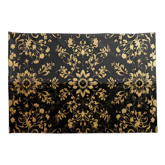 Housse D'oreillers Luxurious style Pillow case black yellow pattern  (Dos-Droit)
