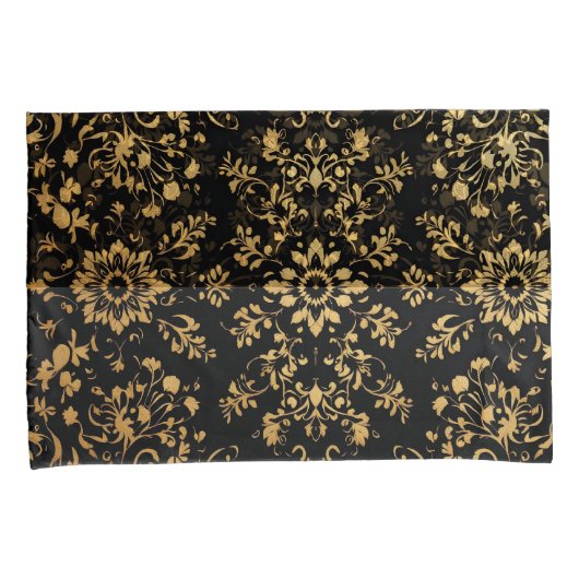 Housse D'oreillers Luxurious style Pillow case black yellow pattern  (devant-Droit)