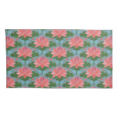 Housse D'oreillers Lys d'eau rose, libellules bleu pâle sur Blue (Dos-Droit)