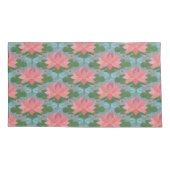 Housse D'oreillers Lys d'eau rose, libellules bleu pâle sur Blue (Dos-gauche)