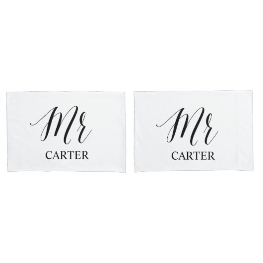 Housse D'oreillers M. et M. Typographie moderne Gay Couple Mariage So (devant-Set)