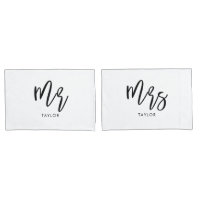 M. et Mme Wifey et Hubby Couple Pillowcases