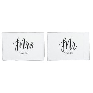 Housse D'oreillers M. et Mme Wifey et Hubby Couple Pillowcases