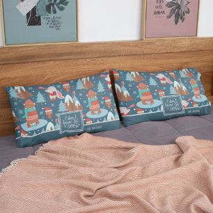 Housse D'oreillers M. & Mme Nom Laissez-le neiger bleu hiver