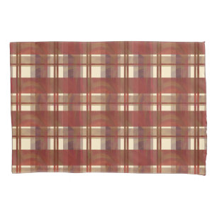 Housse D'oreillers Madras Plaid Fall Red
