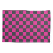 Housse D'oreillers Magenta and smoke checkerboard pattern (Dos-gauche)