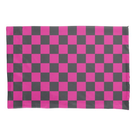 Housse D'oreillers Magenta and smoke checkerboard pattern (devant-gauche)