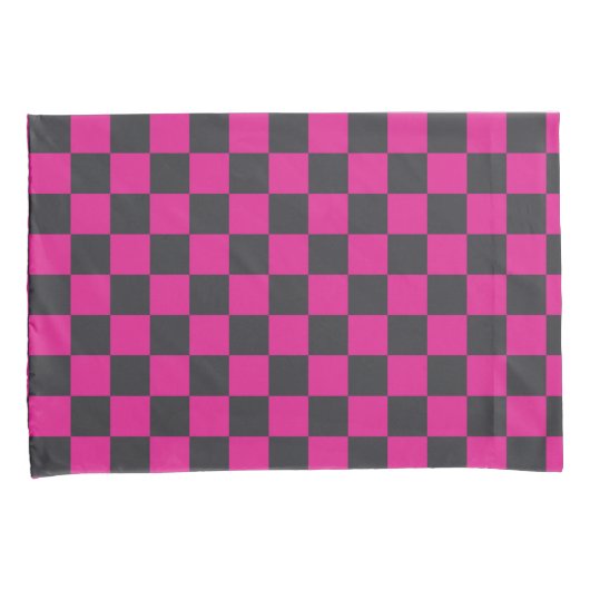 Housse D'oreillers Magenta and smoke checkerboard pattern (devant-Droit)
