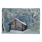 Housse D'oreillers Magie hivernale Rustique Cabine de billes (Dos)