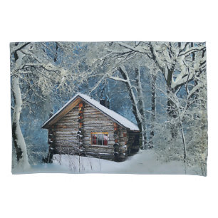 Housse D'oreillers Magie hivernale Rustique Cabine de billes