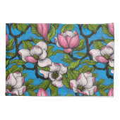 Housse D'oreillers Magnolia en floraison sur bleu (Dos)