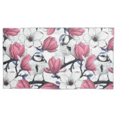 Housse D'oreillers Magnolia rose et métis bleu (devant-gauche)