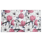 Housse D'oreillers Magnolia rose et métis bleu (devant-Droit)