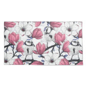 Housse D'oreillers Magnolia rose et métis bleu (Dos-gauche)