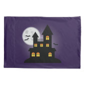 Housse D'oreillers Maison hantée effrayante sur Halloween violet (Dos)