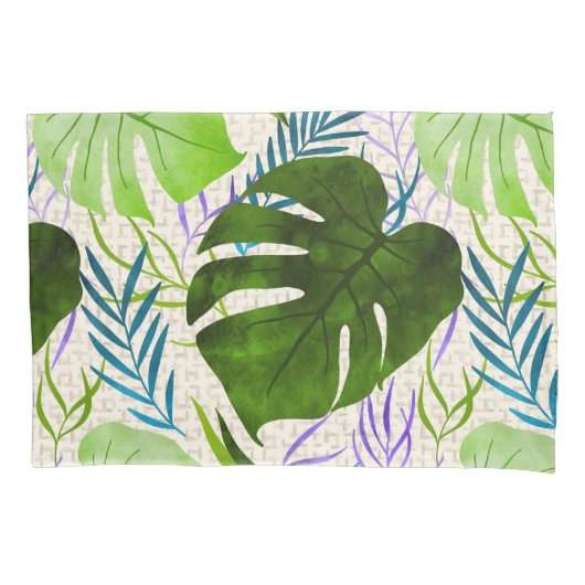 Housse D'oreillers Maleah Monstera Tropical Hawaiian Aquarelle Vert (devant)