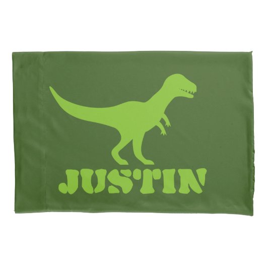 Housse D'oreillers Manche à oreiller verte pour dinosaures T-rex pour (devant)