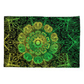 Housse D'oreillers Mandala Art : Green Yellow Detail. (Dos)