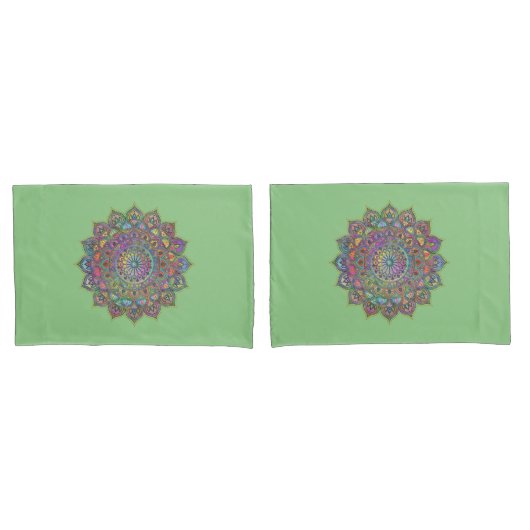 Housse D'oreillers Mandala Inde Style 1 (devant-Set)