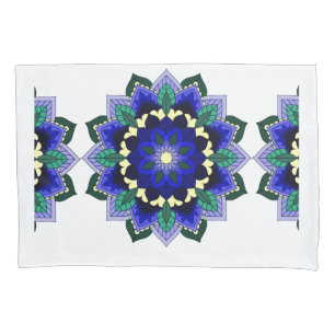 Housse D'oreillers Mandala Motif 02 en bleu foncé
