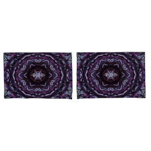 Housse D'oreillers Mandala Mystérieux aux Racines de Fleurs Magenta V