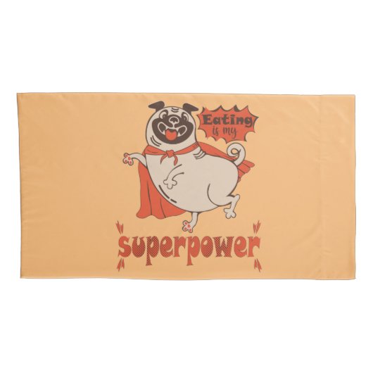 Housse D'oreillers Manger est mon super-puissance rouge carlin style  (Dos-Droit)