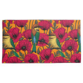 Housse D'oreillers Mangeurs d'abeilles et pavots sur orange (devant-Droit)