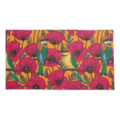 Housse D'oreillers Mangeurs d'abeilles et pavots sur orange (Dos-gauche)