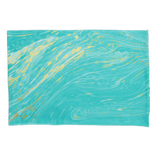 Housse D'oreillers Marbre Beau Or Elegant Bleu design