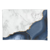 Housse D'oreillers Marbre blanc Gilded Marine Blue Agate (devant)