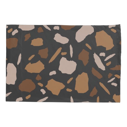 Housse D'oreillers Marbre Brown, beige, tan et gris Terrazzo (Dos)