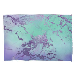 Housse D'oreillers Marbre chic   Lavande violet et vert menthe