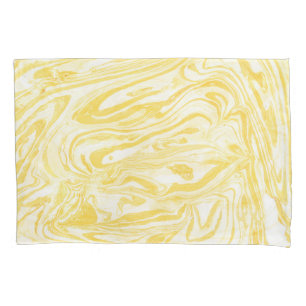 Housse D'oreillers Marbre jaune élégant : Texture dessinée à la main