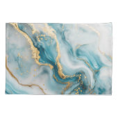 Housse D'oreillers Marbre texture bleu turquoise or Pillowcase (Dos)