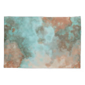 Housse D'oreillers Marbre turquoise et rouille Abstrait (Dos)