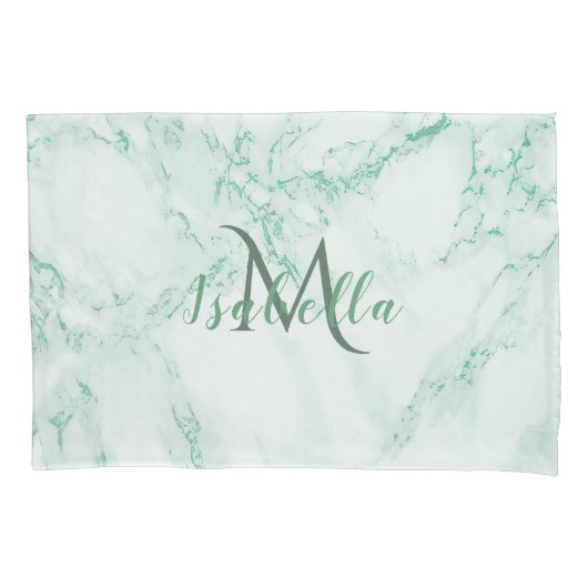 Housse D'oreillers Marbre vert monogramme (devant)