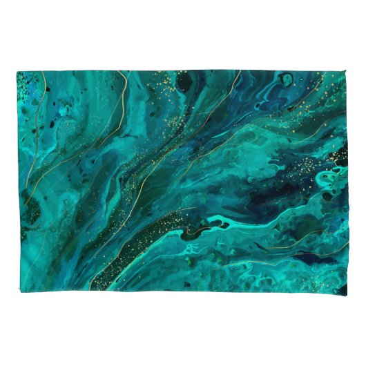 Housse D'oreillers Marbre vert & Or : Texture luxueuse (devant)