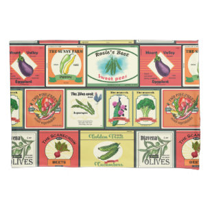 Housse D'oreillers Marchandises en conserve vintages - étiquettes de 