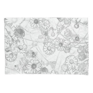 Housse D'oreillers Marguerites motif gris clair