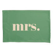 Housse D'oreillers Mariage vert rétro moderne m et mme (devant)