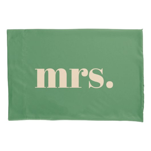 Housse D'oreillers Mariage vert rétro moderne m et mme (devant)