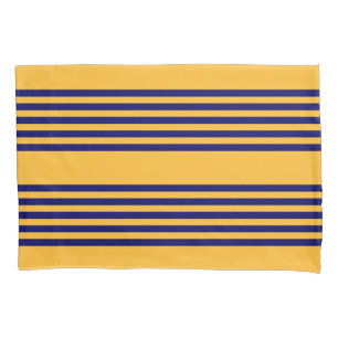 Housse D'oreillers Marine bleu et jaune soleil cinq bandes motif