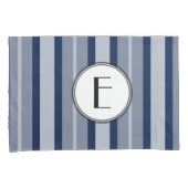 Housse D'oreillers Marine Blue Monogramme Lignes modernes Contemporai (devant-Droit)