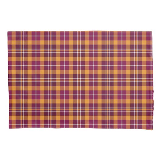 Housse D'oreillers Maroon et Orange Sporty Plaid (devant)