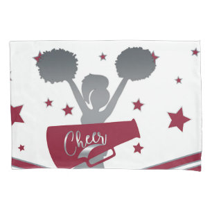 Housse D'oreillers Maroon & Silver Stars Filles de Cheer-leading