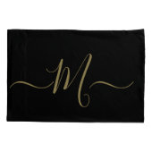 Housse D'oreillers Married couple elegant initial monogram black gold (Dos)