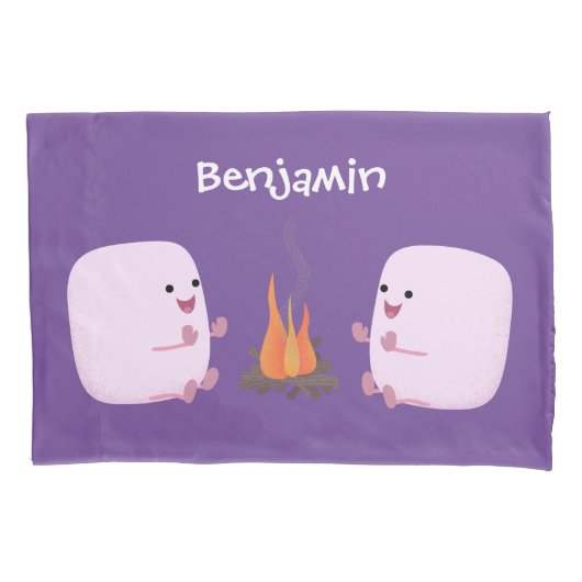 Housse D'oreillers Marshmallows mignons roses par dessin animé sur le (devant)